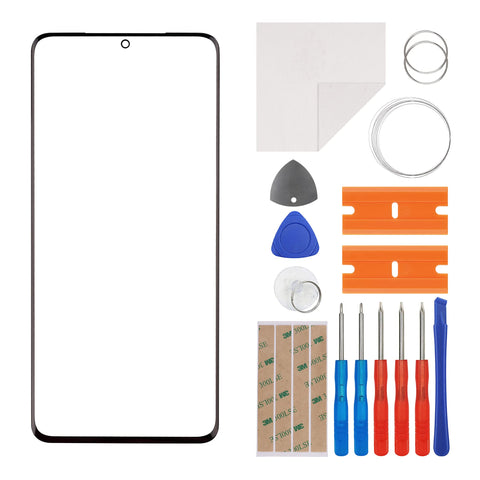 E-yiiviil Front Glass Outer Screen Lens Replacement Compatible with Samsung Galaxy S21 Ultra 5G SM-G998U 6.8 inch with Tools(No Display and Touch digitizer)