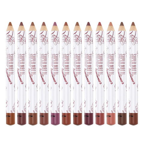 Boobeen 12 PCS Lip Liner Pencil Set, Long-Lasting Matte LipLiner, Smooth and Soft Creamy Lip Liner Crayon, Rich Lip Color, Lip Makeup Gift for Women