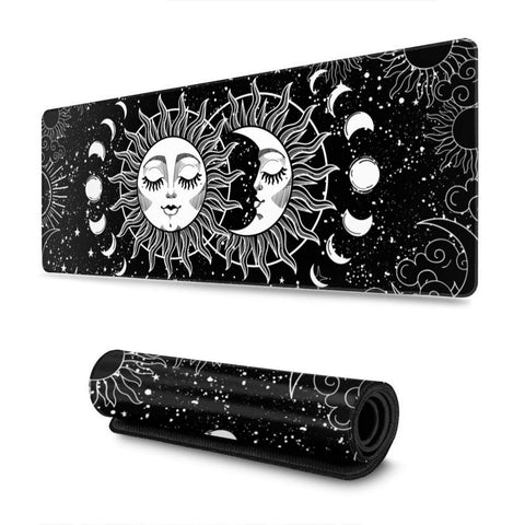 Gaming Mouse Pad Extra Large Astrology Moon and Sun Extended Large Mouse Mat Long Desk Mat with Stitched Edges 80x30cm