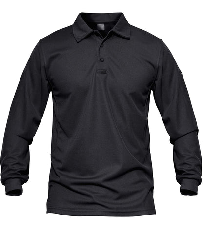 Tactical Shirts for Men Military Outdoor Quick Dry Long Sleeve Shirt Mens Breathable Sports Polo T-Shirt Sun Protection Golf Polo Shirts for Men Airsoft Tee Shirt Black