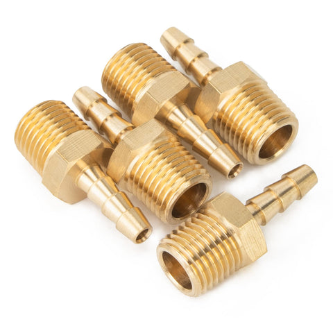 LTWFITTING Brass Barbed Fitting Coupler/Connector 1/4-Inch Male BSPT x 5mm Hose Barb(Pack of 5)