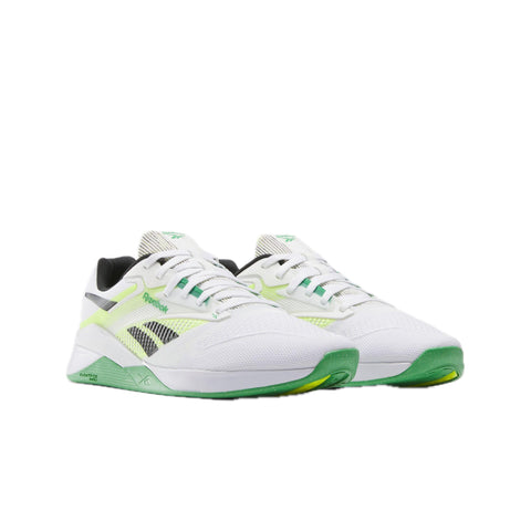 Reebok Unisex Nano X4 Sneaker, Footwear White/Solar Acid Yellow/Sport Green, 10 US Men