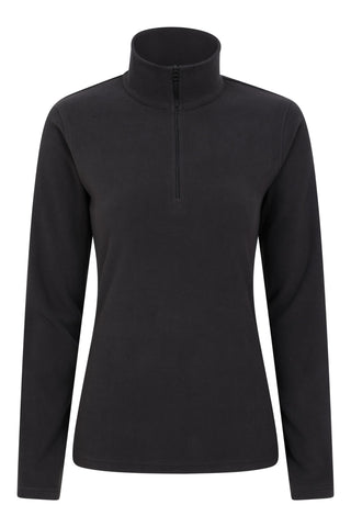 Mountain Warehouse Camber Half Zip Womens Striped Fleece - Lightweight, Warm & Cosy Half Zip Sweatshirt Top - Best for Camping, Outdoors, Travelling & Hiking Black S