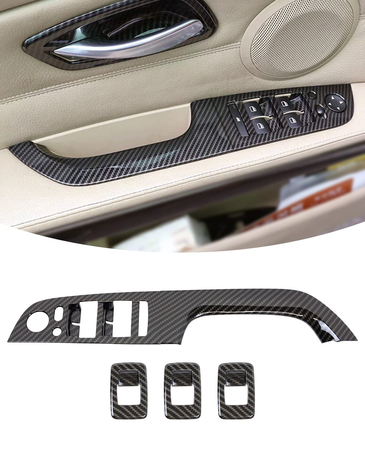 LIMBQS Window Switch Button Covers for BMW E90 E92, Driver Window Control Switch Button Replacement for BMW 3 Series 2005-2012 (4 pcs)