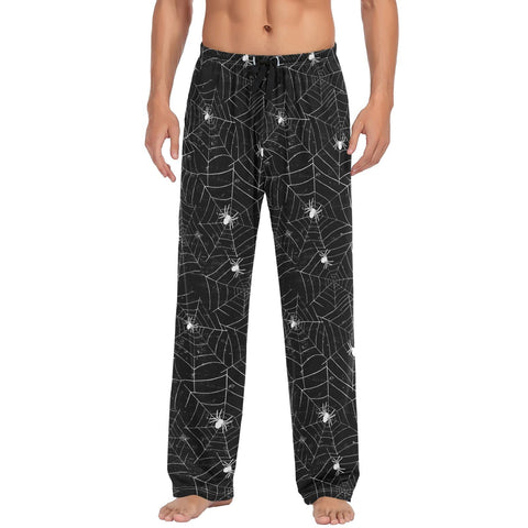 ALAZA Halloween Black White Spiderwebs Men's Pajama Pants Soft Long Sleep Pants Lounge Pajama Bottoms with Pockets
