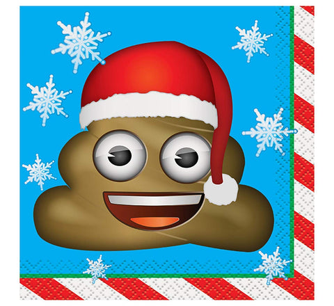 Christmas Emoji Beverage Paper Napkins - 5" x 5", 16 Pcs