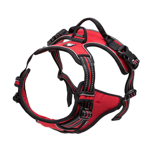TrueLove Dog Harness TLH5651 No-pull Reflective Stitching Ensure Night Visibility, Outdoor Adventure Big Dog Harness Perfect Match Puppy Vest Now Available (Red,M)