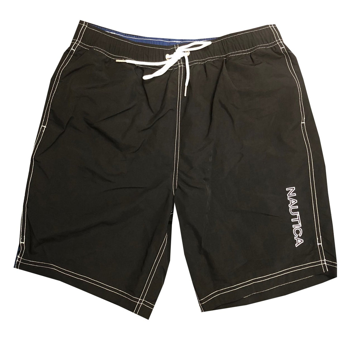 Nautica Mens Quick-Dry Logo Swim Trunk Shorts (S, Black)