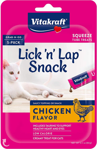 Vitakraft Lick 'n' Lap Creamy Cat Treat - Chicken - Great for Bonding - Low Calorie Interactive Wet Cat Treat - 5 Pack