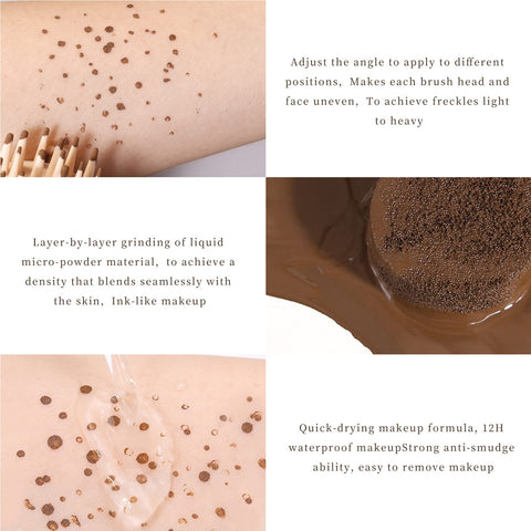 Rosarden Freckle Stamp Pen - Liquid Freckles Pen - Freckle Pen Waterproof Long Lasting Quick Dry Freckles Makeup Stamp- Fake Freckles Makeup Natural Lifelike Freckle (Dark Brown)