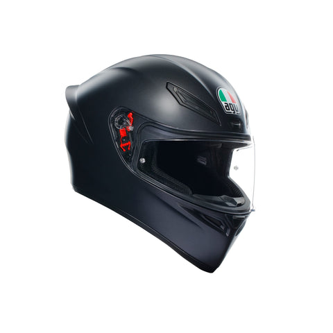 AGV - Helmet K1 S E2206, Full-face Motorbike Helmet, ECE, for Men, Racing Style with Spoiler, Air Intakes and Scratch Resistant Visor, 190Â° Field of View, with Intercom Ready, Matt Black