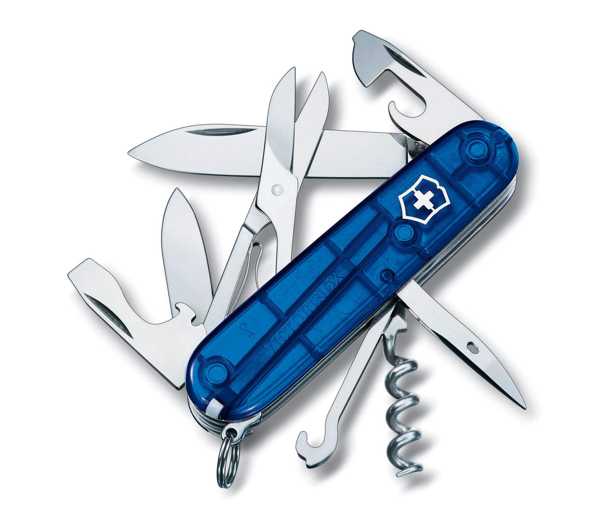 Victorinox Climber Swiss Army Knife, 14 Function Swiss Made Pocket Knife with 2 Blades, Corkscrew and Screwdriver - Sapphire