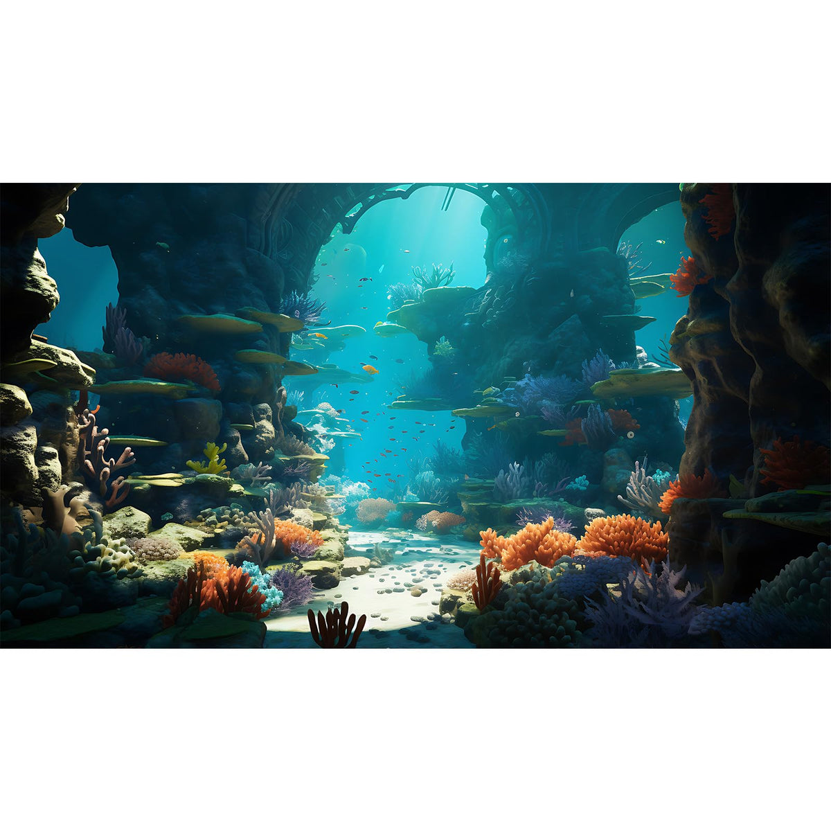 Riivvdise Aquarium Background Underwater World Coral Reef and Tropical Fish Terrarium Backdrop Undersea Landscape Tank Background Wallpaper Poster Reptile Habitat Backdrop Vinyl 24x16in