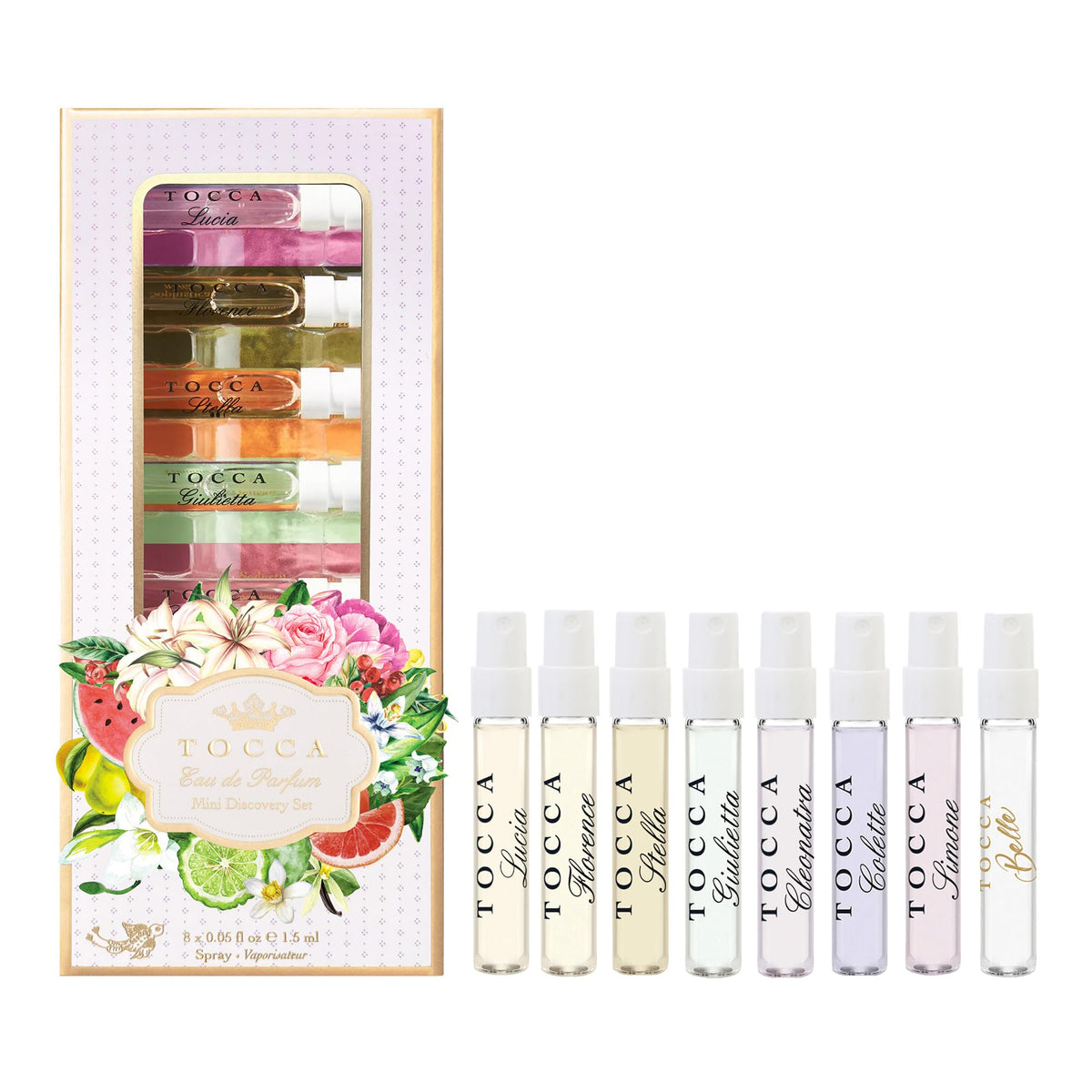 Tocca Women's Perfume Mini Discovery Set of 8, 1.5ml Each - Includes Cleopatra, Stella, Florence, Giulietta, Colette, Simone, Belle & Lucia