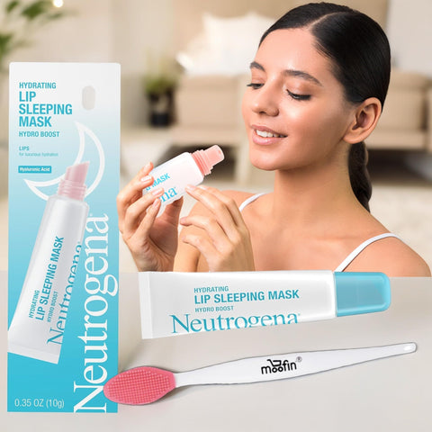 Hydro Boost Hydrating Lip Sleeping Mask, Bundle Moofin Nose Cleaning Brush, Nourishing Night Lip Balm with Hyaluronic Acid & Shea Butter, Non-Comedogenic, Lip Care Balm~ [Pack of 6]
