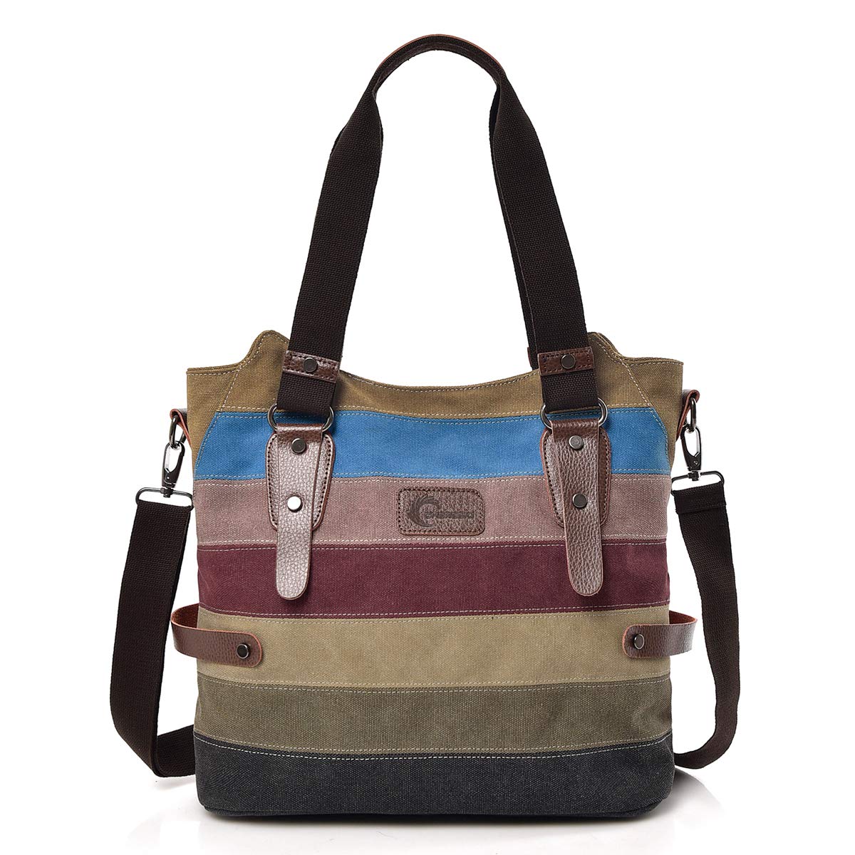 CHEREEKI Womens Handbag, Multi-Color Canvas Bag, Large Casual Tote Hobo and Shoulder Bag for Shopping and Travel