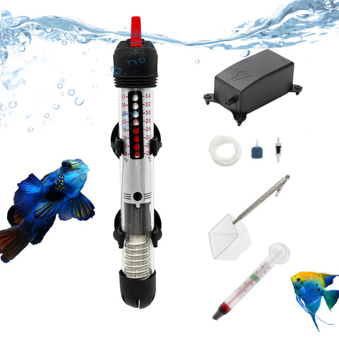Bnzaq Fish Tank Aquarium Heater - Adjustable Temperature Submersible Thermostat Heater Set 25W