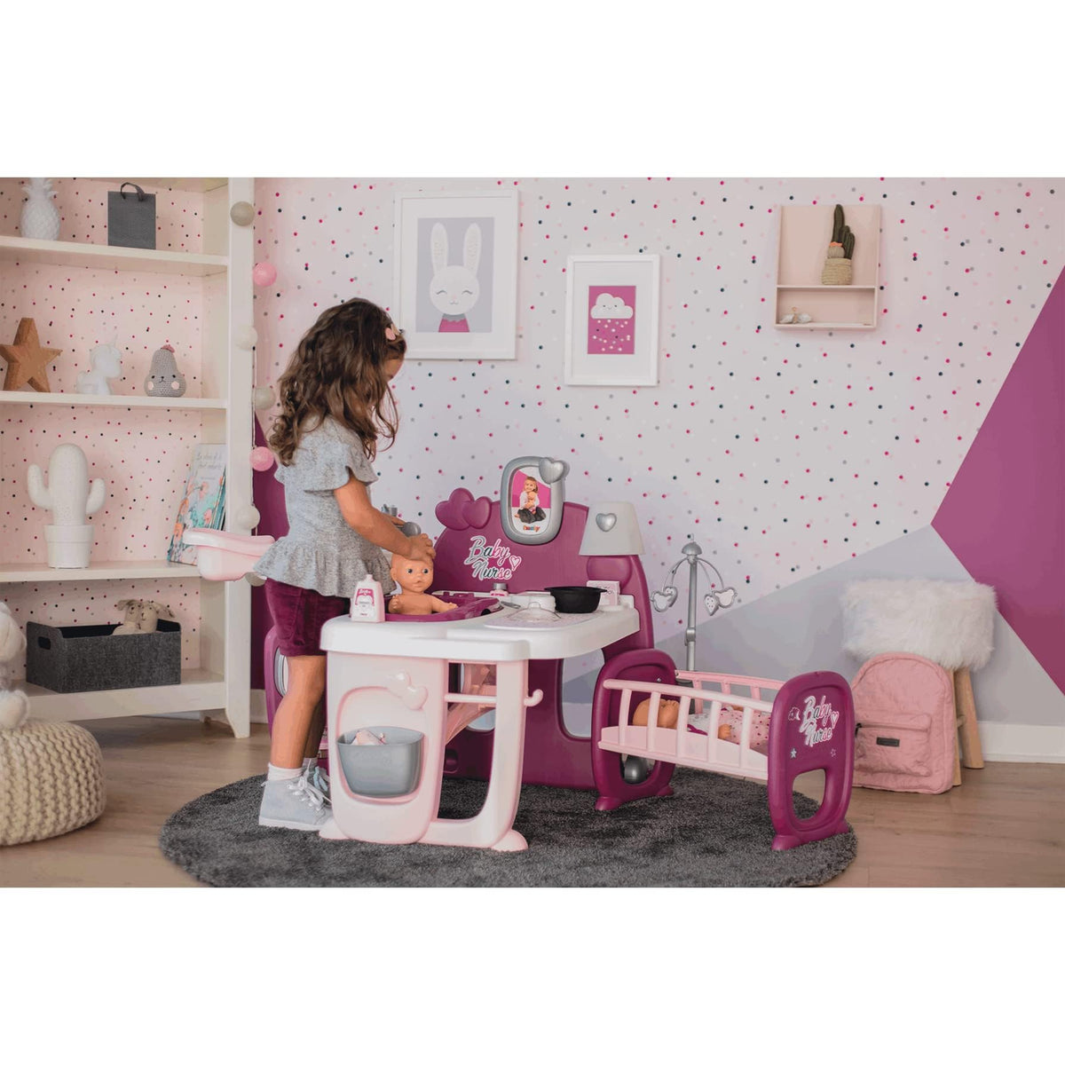 Smoby - Baby Nurse Play Center for Dolls with 23 Accessories, Pink