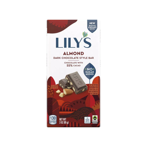 Lily's Sweets, Almond Dark Chocolate Bar, 3 Ounce
