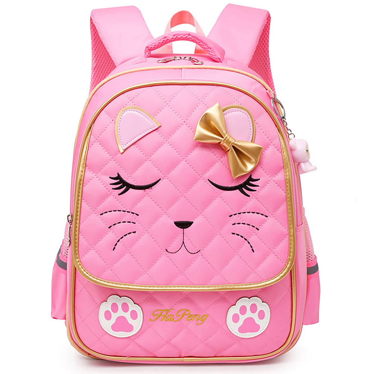 Cat Pink School Backpack for 8-16 Year Old Girls, Cute Elementary School Bags Bookbags for Kids