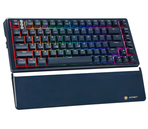 Hexgears E2 Pro Wireless Mechanical Keyboard, RGB Backlit Gaming Keyboard, 2.4G /Bluetooth 5.0/USB-C Wired, Hot Swappable Red Switch, 83-Key TKL Compact Keyboard with Wrist Rest
