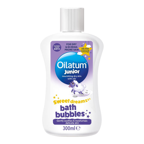 Oilatum Junior Sweet Dreamz Bath Bubbles 300ml, with sleep enhancing technology for babies and children with dry, sensitive and eczema-prone skin