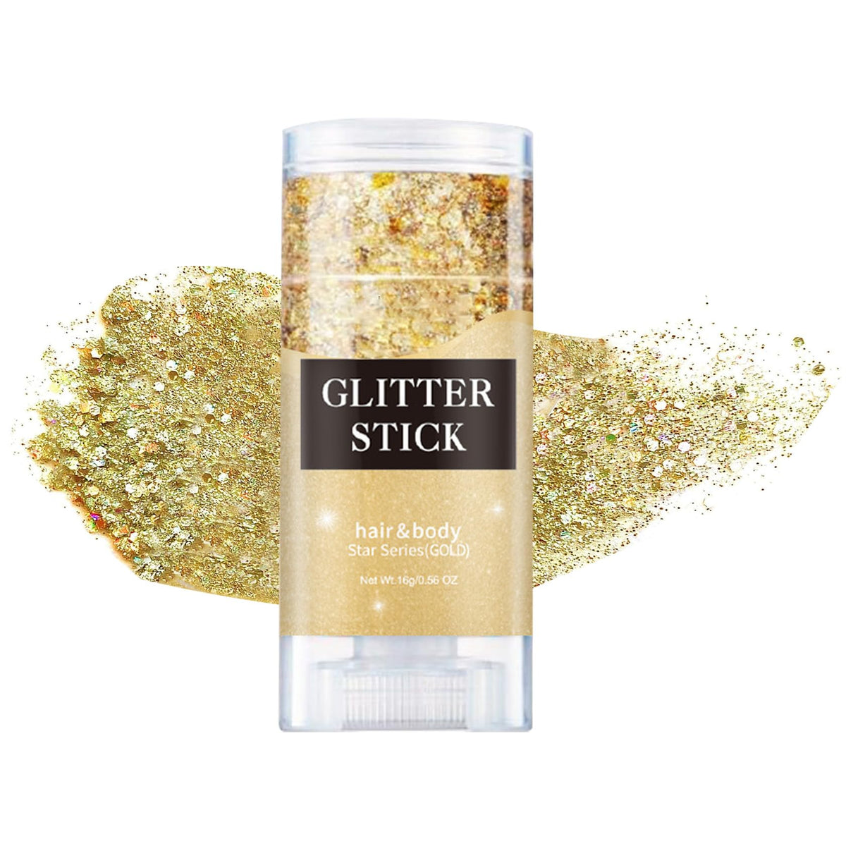 Gold Body Face Glitter Stick Body Hair Glitter Makeup for Women,Long-Lasting Holographic Mermaid Glitter Gel for Singer Concert Rave Body Glitter Makeup
