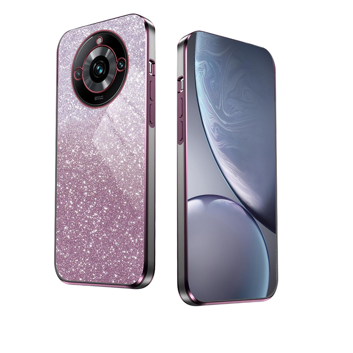 WBWONE Glitter Case for Realme 11 Pro 5G / Realme 11 Pro+ Plus 5G Case, Electroplated Edge, Flexible Protection, Shockproof Soft Cover Shell with Glitter Stickers - Pink