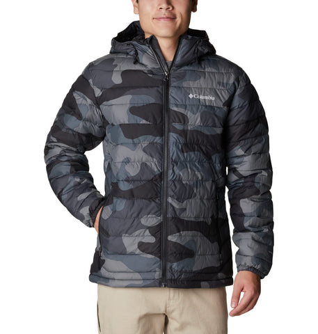 Columbia Men's Powder Lite Hooded Jacket, Black Mod Camo Print, L
