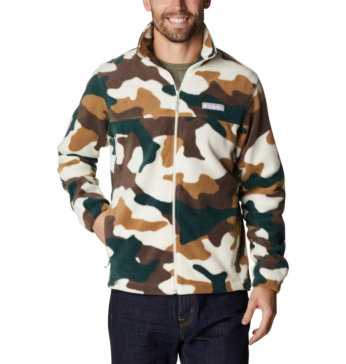 Columbia Men's Steens Mountain Printed Jacket, Chalk Mod Camo, X-Large