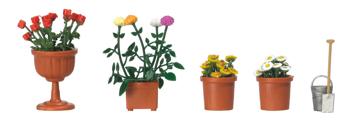 Busch 1230 Planted Flowerpots & Pail HO Scenery Scale Model Scenery