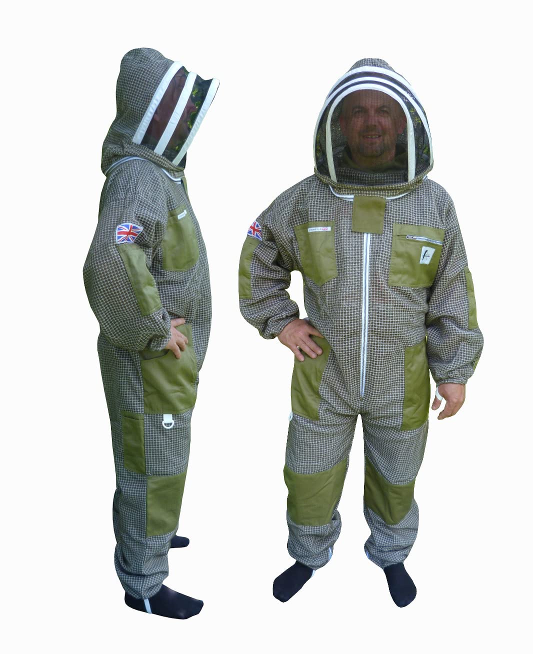 AGS Three layer ultra ventilated green beekeeping suit professional bee suit (medium)