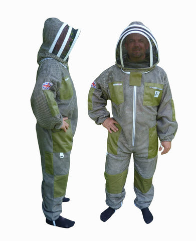 AGS Three layer ultra ventilated green beekeeping suit professional bee suit (medium)