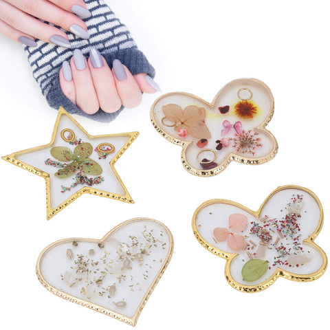 Nail Palette, 4Pcs/Set Nail Palettes Kit Polish Color Mixing Board Nail Art Display Plate Manicure Tool DIY Nail Tips Painting Tray Pallet Makeup Mixing Palette for Home Salon Use