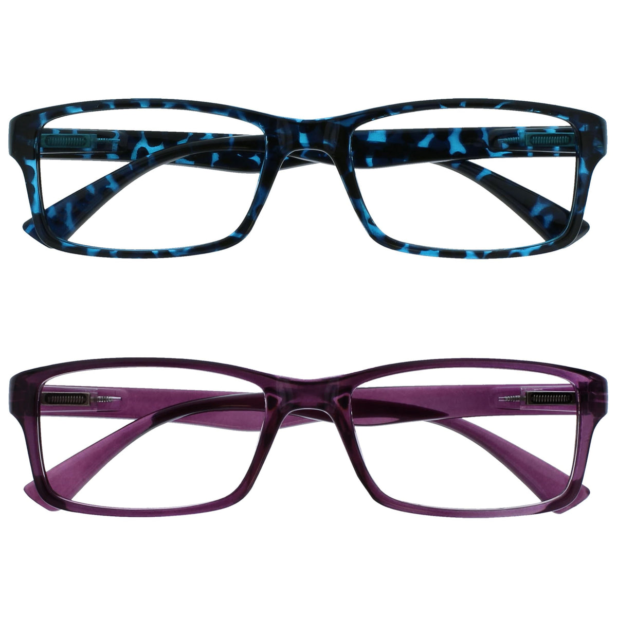 The Reading Glasses Company Blue Tortoiseshell & Purple Readers Value 2 Pack Mens Womens UVR2092BL_P +1.00