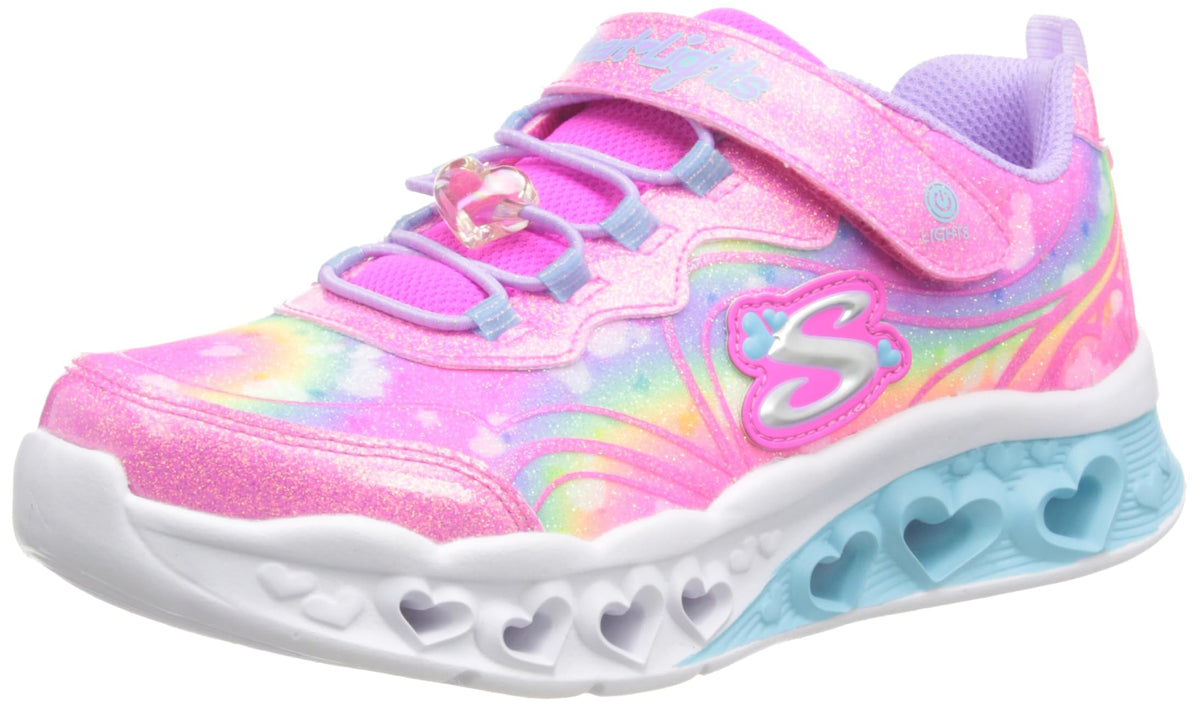 Skechers Kids Flutter Heart Lights-Groovy Sneaker, Hot Pink/Lavender, 13.5 US Unisex Little Kid