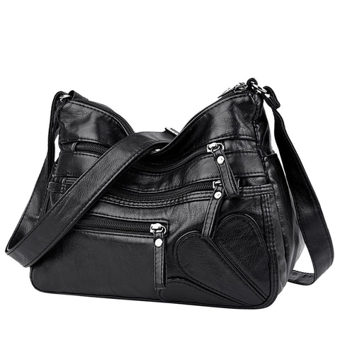 Vohoney Crossbody Shoulder Bag for Women Multi Pocket Messenger Bag Soft PU Leather Cross-Body Handbags for Ladies (Ladies Shoulder Bag for Black1)