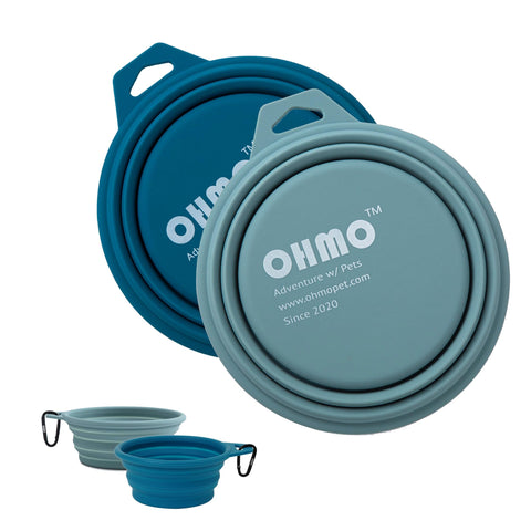 OHMO Collapsible Dog Bowl, (2 Pack 400ml) Premium Silicone Pet Water Bowls for Cats & Dogs, Portable Dog Travel Bowls Foldable for Outdoor Camping Hiking
