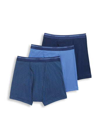 Jockey Men's Underwear Lightweight Classic Boxer Brief - 3 Pack, Just Past Midnight/Blue Stripe/Forget Me Not, S
