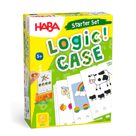 HABA 306120 Logic! CASE Starter Set 5+ -77 Colourful Puzzle Fun for 1 Children, Perfect as a Travel Game, Ages 5 and Up - English Version (Made in Germany)