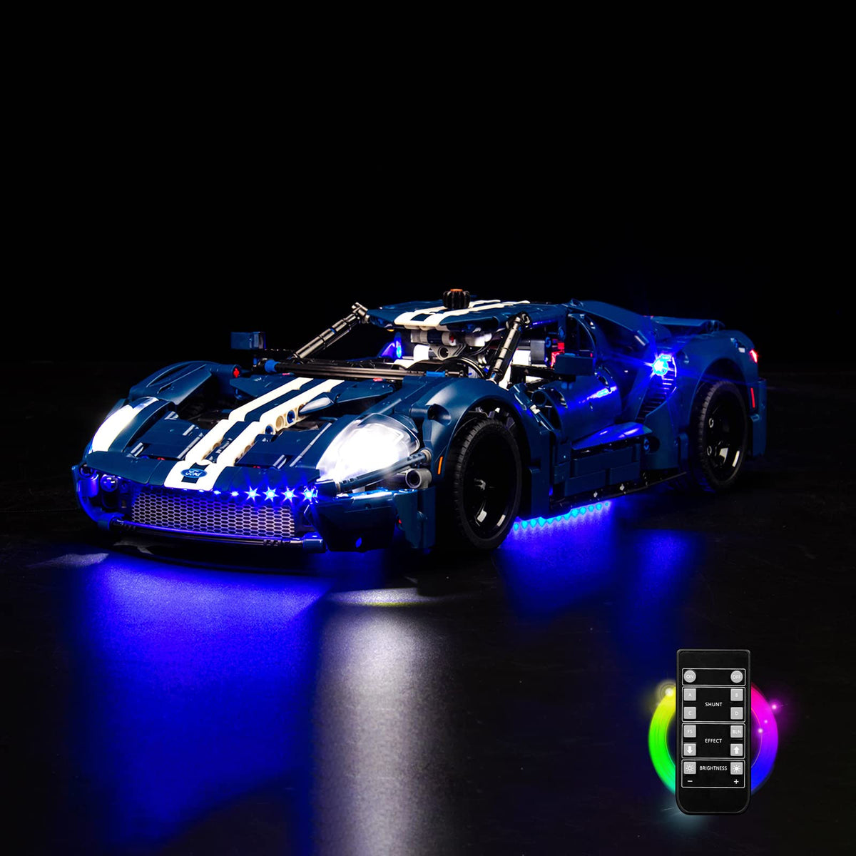 VONADO LED Lights Set for Lego 2022 Ford GT 42154, Remote Control Technic Ford GT Light Kit Compatible with Lego Car for Adults 42154 (NO Lego Model), Creative DIY Lighting for Supercar Buiding Kit