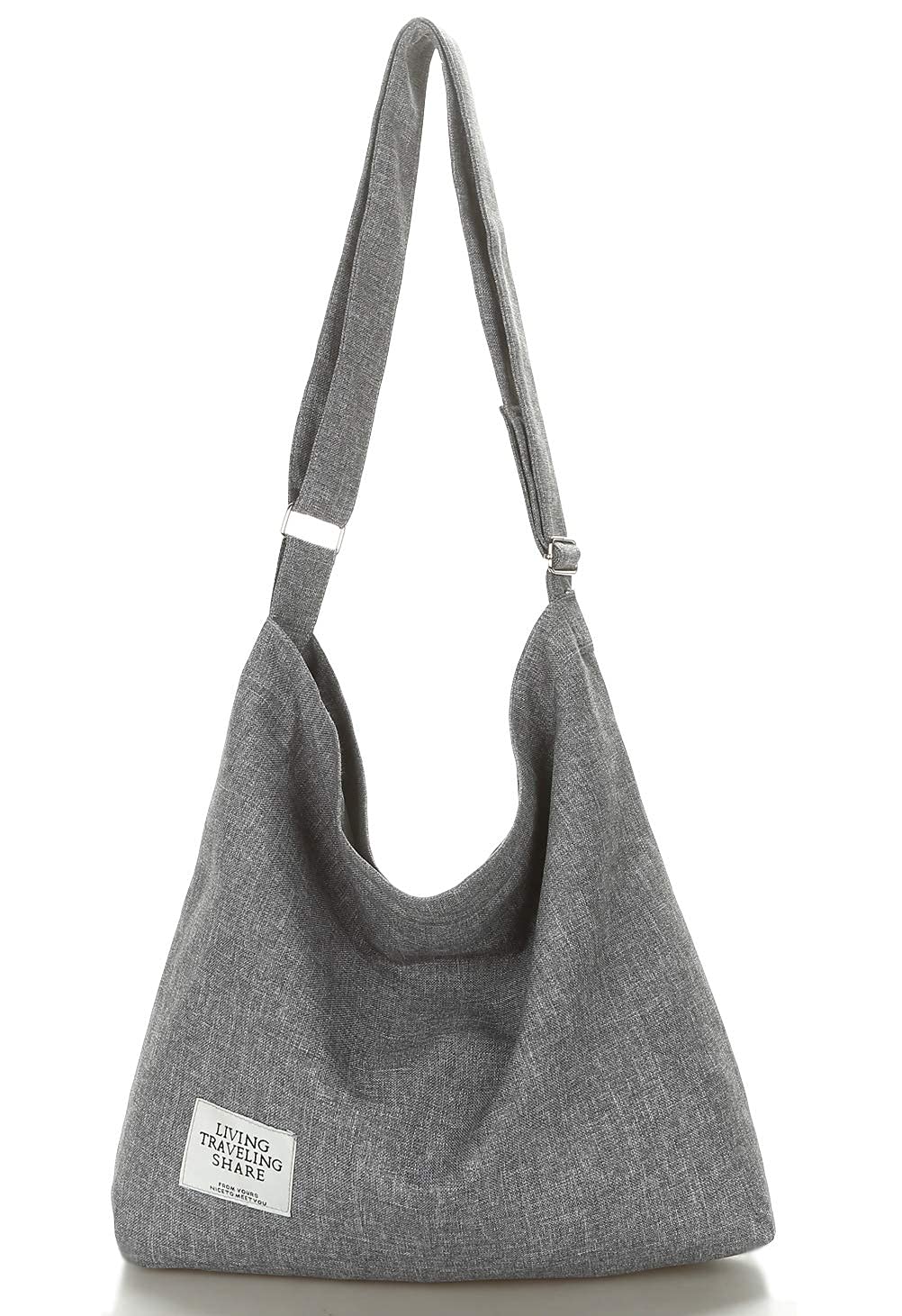 Ecohaso WomenÃƒÆ’Ã†â€™Ãƒâ€šÃ‚Â¢ÃƒÆ’Ã‚Â¢ÃƒÂ¢Ã¢â€šÂ¬Ã…Â¡Ãƒâ€šÃ‚Â¬ÃƒÆ’Ã‚Â¢ÃƒÂ¢Ã¢â€šÂ¬Ã…Â¾Ãƒâ€šÃ‚Â¢s Hobo Bag, Canvas Handbag Crossbody Bag Beach Bag Simple Shoulder Bag Ladies Large Cotton Tote Handbag Girls Shopping Bag for Travel Daily (Grey)