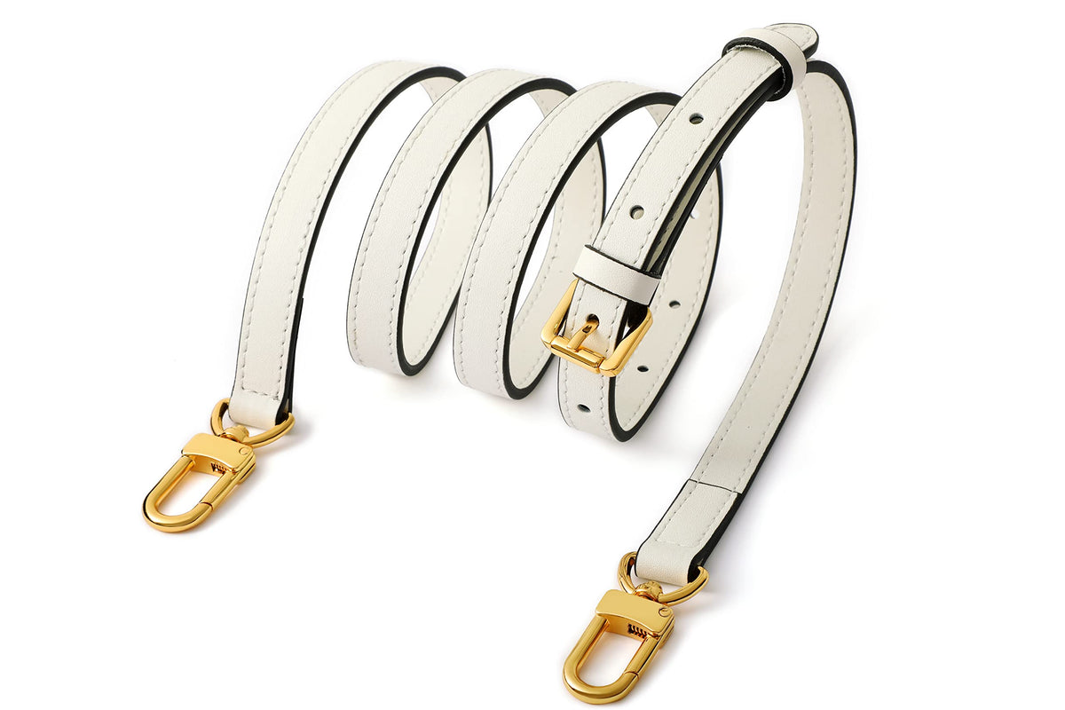 LDKJ Vachetta Leather Adjustable Crossbody Strap for Women's Crossbody Handbags (White)