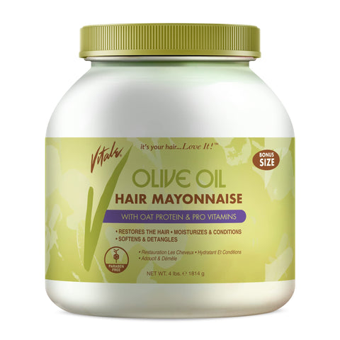 VITALE Olive Oil Hair Mayonnaise 4 lb with Oat & Egg Protein and Vitamins - Good on Color & Thermal Treated Hair - for Dry & Damaged Scalp Men, Women & Kids -Moisturize and Condition