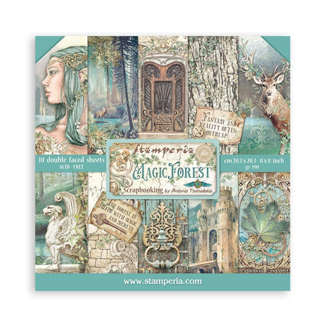 Stamperia Mini Scrapbooking Pad-Magic Forest, Paper, Multicoloured, 8 x 8 inches