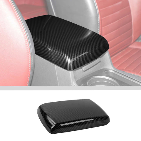 JWWY for Challenger Armrest Cover Case Pad Center Console Cover Decoration Trim for 2009-2014 Dodge Challenger Interior Accessories, ABS Carbon Fiber