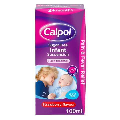 Calpol Sugar Free Infant Suspension Medication, Strawberry Flavour, 100 ml