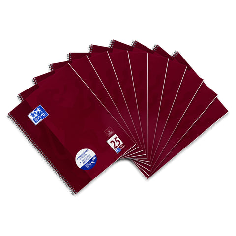 Oxford College Notepad School A4 Squared with Double Margin, 80 Sheets Ruling 25 - Lined with Margin Pack of 10 Purple