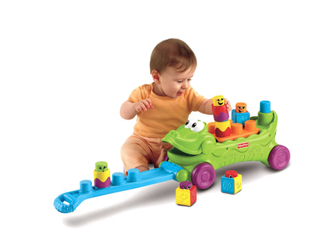 Fisher-Price Stack 'n Surprise Blocks Musical Croc Block Wagon