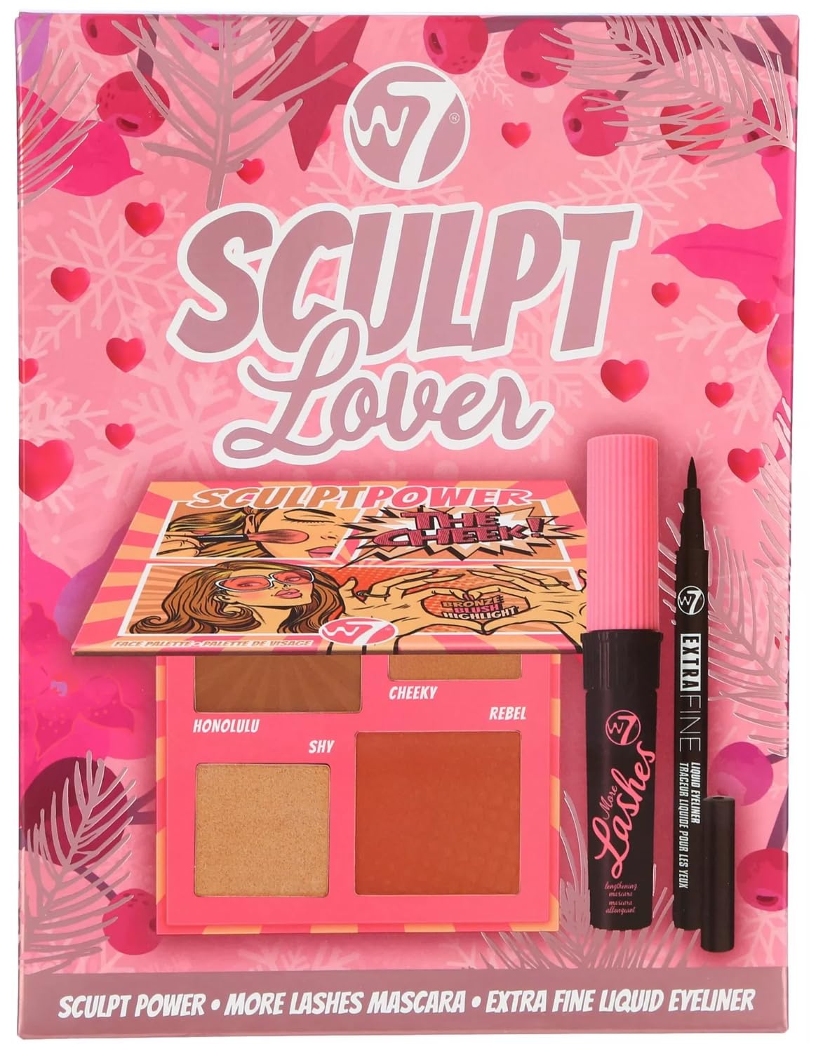 W7 Sculpt Love, Sculpt Power, More Lash Mascara, Extra Fine Liquid Eyeliner Set